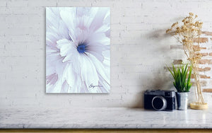 a picture of a white flower on a white brick wall